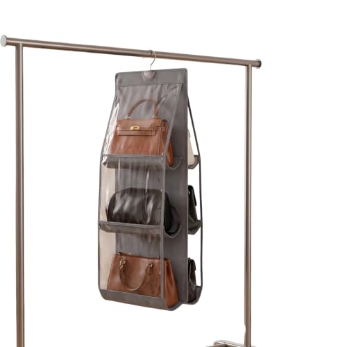 Hanging-Purse-Organizer-for-Closet-8-Pocket-35x117-cm-Gray Hanging Purse Organizer for Closet, 8-Pocket, 35x117 cm, Gray - Image 1