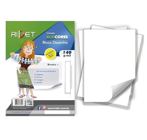 Papel Bloco Desenho Ecocores A3 Branco 140g 20 Folhas Ecocores Ridet/Novaprint