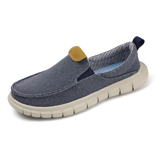 Axcone Heren instappers mocassin - casual instappers - wandelcanvas - lichtgewicht comfort, Blauw, 43.5 EU