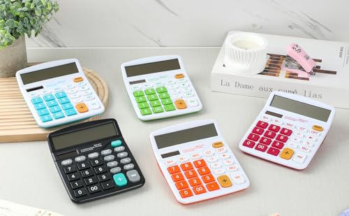 Meichoon Taschenrechner Solarbatterie Dual Power 12-stellige Anzeige schwarz