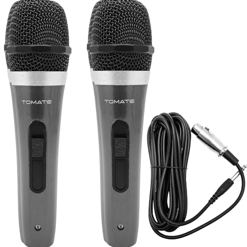 Kit 2 Microfones Profissionais com Fio Preto Conector Padrão XLR - Transmissões ao Vivo Karaokê Podc