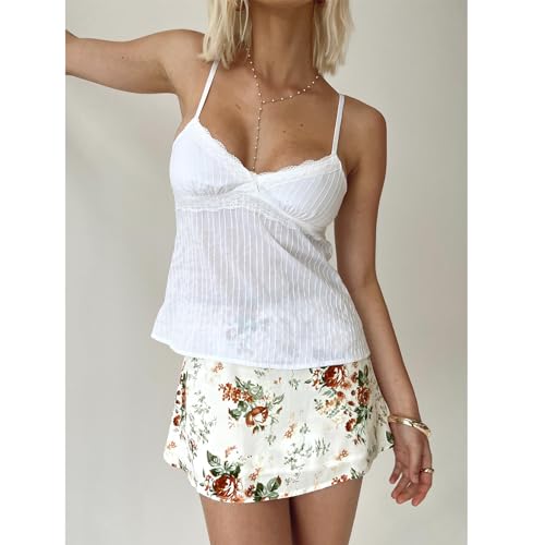 Women Cami Tops Sleeveless Sexy V Neck Spaghetti Strap Backless Lace Trim Top Vest Casual Going Out Y2k Tank Top2