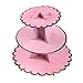 Alzata per cupcake a 3 ripiani, in cartone per dolci e dessert, per servire tè pomeridiano, compleanno, festa di nozze (rosa)