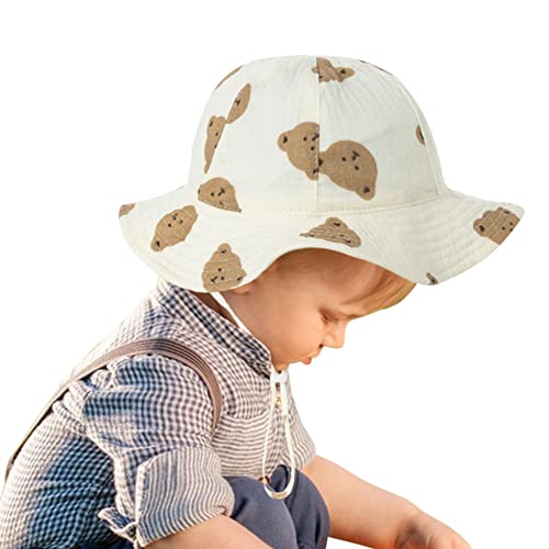 IKASEFU Chapéu de sol para bebê, chapéu de algodão puro, proteção solar, chapéu de criança com balde