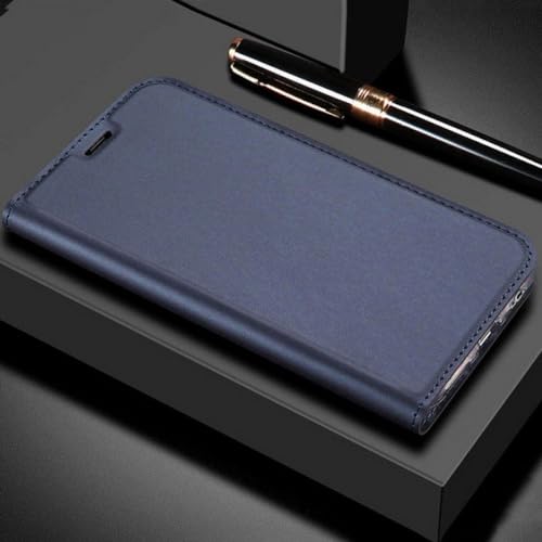 Étui portefeuille en cuir aimanté pour Samsung Galaxy S8 Plus et S21 Ultra, bleu