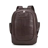 Mochila Feminina Grande Couro Sintético Antifurto Mochila Escolar e Trabalho com 6 Compartimentos Mochila para Notebook Resistente e Elegante(Café)