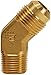 Dixon 159F-8-6 Brass SAE 45? Elbow Flare Fitting 1/2" Tube, 3/8" Pipe, 3/4"-16 Straight
