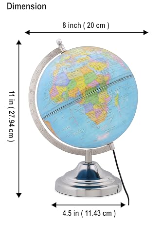 Image of Educational World Globe for students and Teachers (Blue /Multi, 8 Inch Dia)