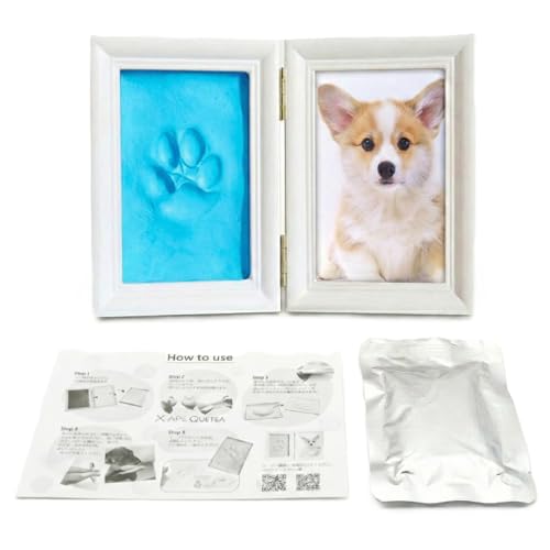 (エスネット) 動物看護士 監修 ペット メモリアル フォト フレーム 写真 立て 幅 23cm 高さ 15cm 手形 足型 粘土 付き SN-285-PF ブルー