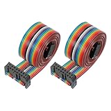 PATIKIL 16 Pins IDC Connector Flat Ribbon Cable 2.54 mm Pitch Length 1000 mm Wide 20 mm, 2 Pcs Dual Row Data Cable Female to Female for IDE Drive Printer Industrial DIY Electronics