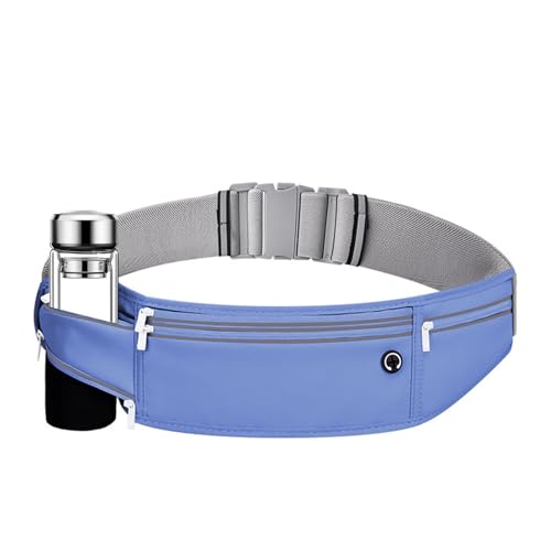 wangyue ランニングポーチ ウエストポーチ 大容量 ドリンクホルダー付き スマホ収納可能 ボディバッグ 軽量 快適 アウトドアスポーツ用 (青)