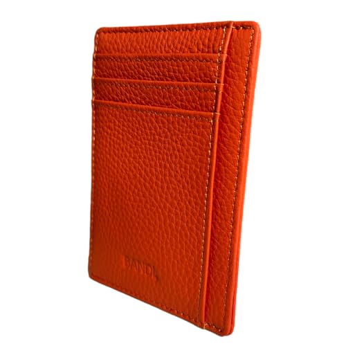 BANDI Slim Wallet Minimalist Front Pocket RFID Blocking Wallet Credit Card Holder for Men & Women - Coral