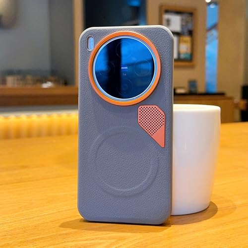Image of for vivo X300 5G Magnetic Case Leather Coated PC + TPU Phone Cover with Heat Dissipation Sheet - Grey