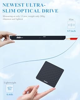 ORIGBELIE External CD DVD Drive for Laptop, USB 3.0 Type-C Ultra Slim 13mm DVD Player Portable CD DVD +/-RW Drive CD Burner Reader Writer Recorder for Desktop PC Windows 11/10/8/7 Linux Mac OS (Black)