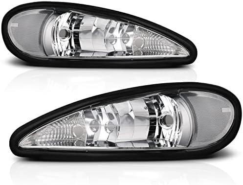Smoked Housing Amber Corner Headlights For 1999-2005 Pontiac Grand Am - Pair