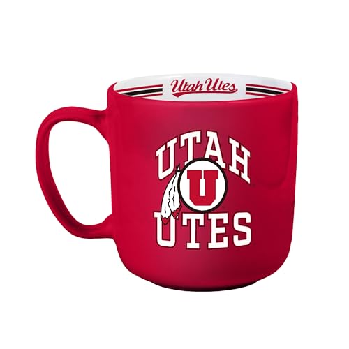 Image of Logo Brands NCAA Utah Utes 15oz Stripe Mug - Team Logo, Inside Print, Standard Handle, Microwave & Dishwasher Safe