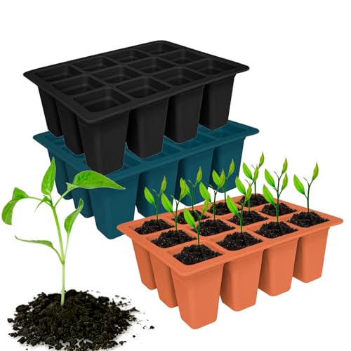 Holzsammlung 3 Piezas Bandejas Semilleros de Germinacion, 36 Células Silicona Reutilizar Bandejas de Germinación para Invernaderos, Semillero Bandeja Invernadero Interio para Plantas en Crecimiento