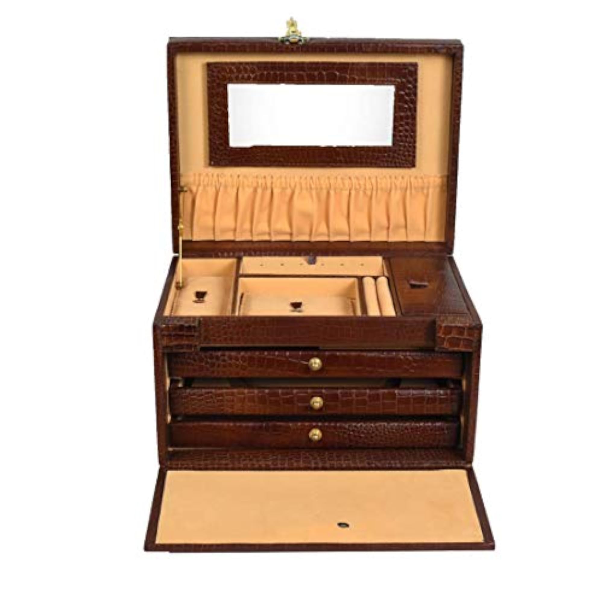 Genuine Four Tray Vanity Jewellery Box with Combination Lock