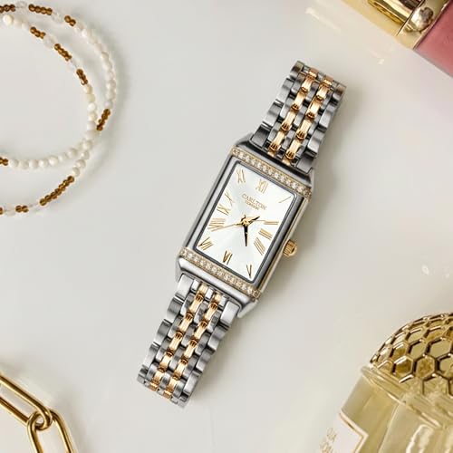 Image of Carlton London Women Amara Analog Watch, Rectangle Dial, Stainless Steel Strap, Quartz Movement, 30M Water Resistant, Casual Wear