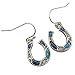 Silver Green Abalone Paua Shell Lucky Horseshoe Earrings Horse Shoe Lover Jewelry for Women Girl Teen