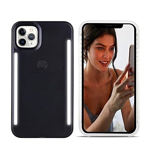 LNtech Selfie Light up Case Compatible with iPhone 14 Pro max, Rechargeable LED Light Up Flash Lighting Selfie Case Dual Side Flashlight Illuminated Cover(Black)