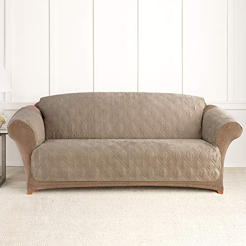 Surefit Sf44895 Microfiber Sofa Quilted Furniture Throw Pet Couch Cover, Relaxed Fit, Polyester, Machine Washable, Sable Color #TOP5