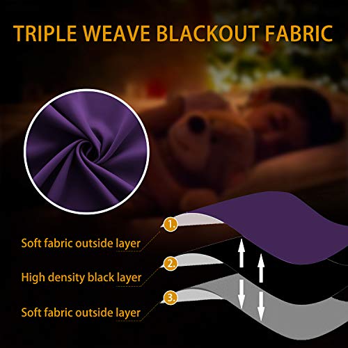 Image of KOUFALL Purple Curtains for for Bedroom Kitchen,Blackout Short Black Out Curtains 36 Inch Long