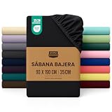 Utopia Bedding Sabana Bajera 90x190 - Negro - Certificado Oeko Tex - Bolsillo Profundo - Microfibra de Poliéster Cepillado (Cama 90)
