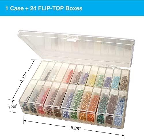 Miniatura 3 de The Beadsmith Basic Elements - Cuentas de vidrio para semillas, varios colores de 60 redondas, aproximadamente 2,350 cuentas, 24 cajas abatibles con