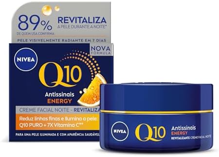 NIVEA Creme Facial Q10 Energy Antissinais Noite 50g, Reduz Linhas...