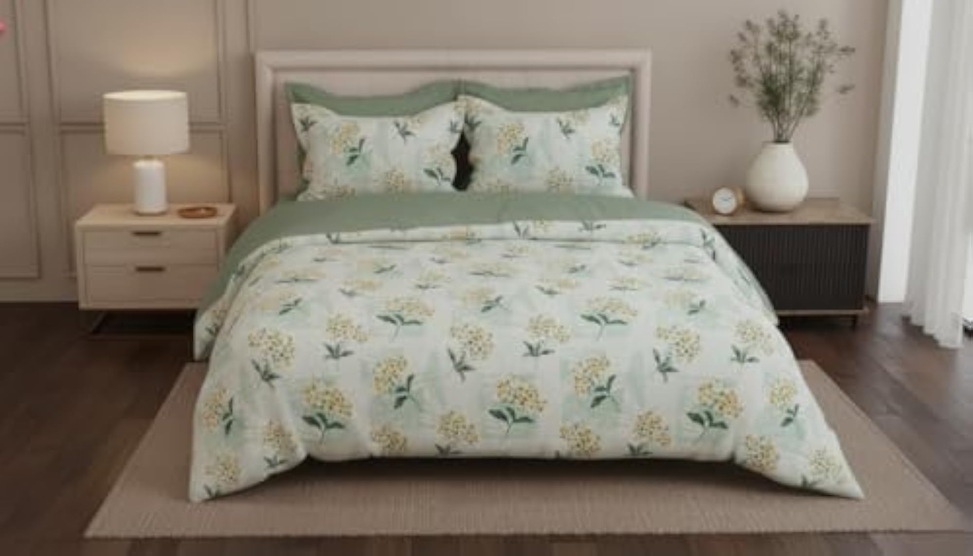 Iconique King Size Bedsheet with 2 Pillow Covers, 100% Cotton