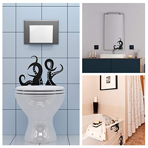 15 Pieces Kraken Octopus Toilet Tentacles Wall Decals Decor Sticker Octopus Toilet Home Decal Black Sea Creature Wall Art Sticker Tentacles Bathroom Kraken Decal For Toilet Seat #TOP1