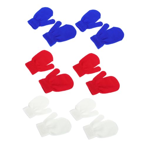 Healeved 6Pairs Warm Knitted Mittens for Years Old Comfortable Outdoor Winter Mittens for Boys for Cold Weather Activities