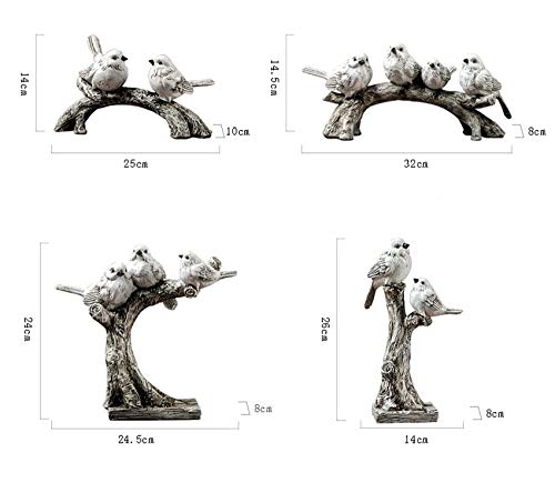 Statue décorative d'oiseau sur branche en résine pour salon - 3