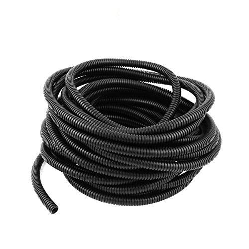 Uotyle Tubo corrugado, polipropileno vacío, 5 m, ignífugo, tubo protector de cable, impermeable, flexible, para protección de cables, tubo eléctrico negro (Diámetro exterior: 28,5 mm, diámetro