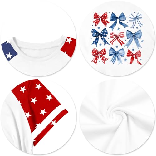 Image of CAZYCHILD Girls 4th of July USA Shirt American Flag Patriotic T-Shirt Independence Day Outfit for Kids 5-14Years