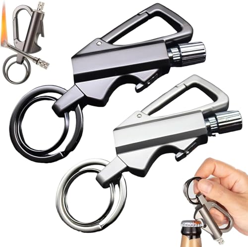 Accendino 3 in 1, con portachiavi multiuso, portatile, riutilizzabile, impermeabile, fiammifero, avviatore di emergenza all'aperto