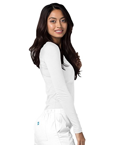Adar Underscrubs for Women - Long Sleeve Underscrub Comfort Tee - 2900 - White - XS