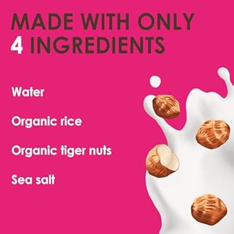 Rude Health 6 x 1 Litre Organic Tiger Nut Dairy-Alt Milk, 100% Natural Organic Drink, Lactose Free, Dairy Free & Gluten-Free, Unsweetened, Award-Winning, Healthy & Vegan, 100% Recyclable Pack