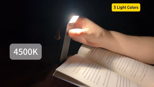Image of LED Rechargeable Clip-On Book Light for Reading in Bed at Night, Eye-Protection Small Bookmark Lamp with 3 Colors & 5 Brightness,80 Hrs Runtime, Reading Light for Book Lovers, Kids. (Grey)