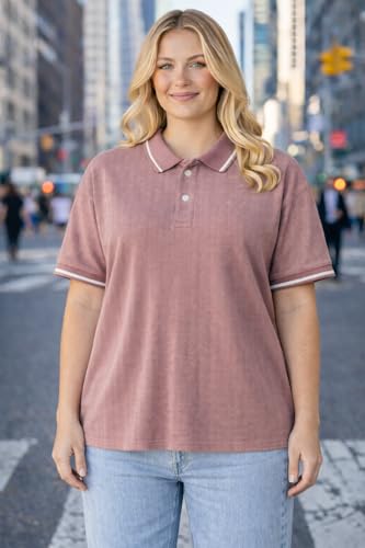 Image of Mack Jonney Women's Textured Polo T-Shirt | Half Sleeve Cotton Blend Top |Casual Collar Tee | Regular Fit-M7527