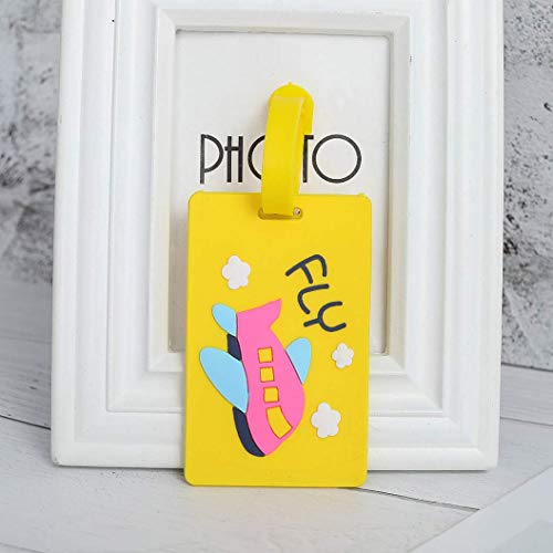 dyudyrujdtry Hermoso Corea Creativo Maleta Equipaje Etiquetas Dibujos Bonitos Etiqueta Silicona Manga Board para Decoración Hogar - Amarillo Avión