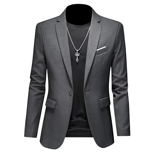 Men's Peak Lapel Blazer Casual Slim Fit Daily Business Party Jackets One Button Tuxedo Jacket Dinner Coat