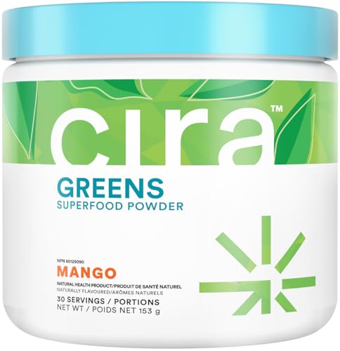 Cira - Cira Daily Greens - Naturally Sweetened, Organic Spirulina Superfood Powder with Premium, Antioxidant-Rich Ingredients for Debloating, Digestion, & Energy - Mango, 30 Servings