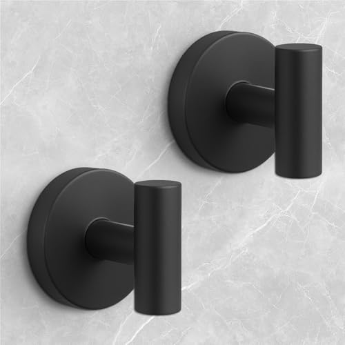 Image of Shower Hooks for Inside Shower,No-Drill Removable&Reusable Towel Hooks for Bathroom,Heavy Duty Suction Cup Hooks for Glass Window,2 Packs(Black)