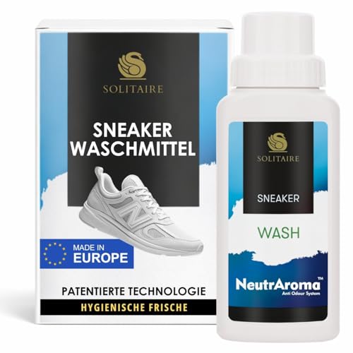 SOLITAIRE Sneaker Wash, Sneaker Waschmittel für die Waschmaschine, 250 ml, Reinigung und hygienische Frische für Sneaker, Sport- und Outdoor-Schuhe aus Textil, Nylon und Leder
