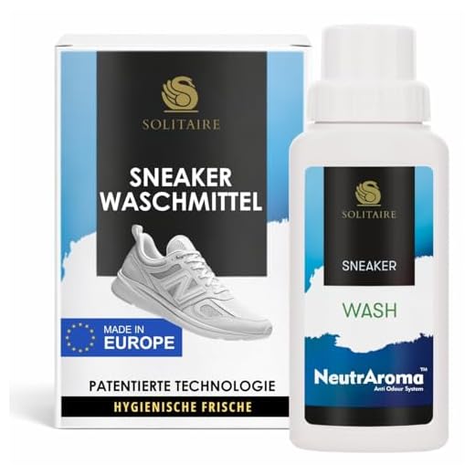 SOLITAIRE Sneaker Wash, Sneaker Waschmittel für die Waschmaschine, 250 ml, Reinigung und hygienische Frische für Sneaker, Sport- und Outdoor-Schuhe aus Textil, Nylon und Leder