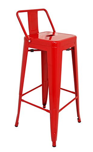 La Silla Española Tólix Taburete con Respaldo, Acero Inoxidable, Rojo, 95 x 44,5 x 44,5 cm