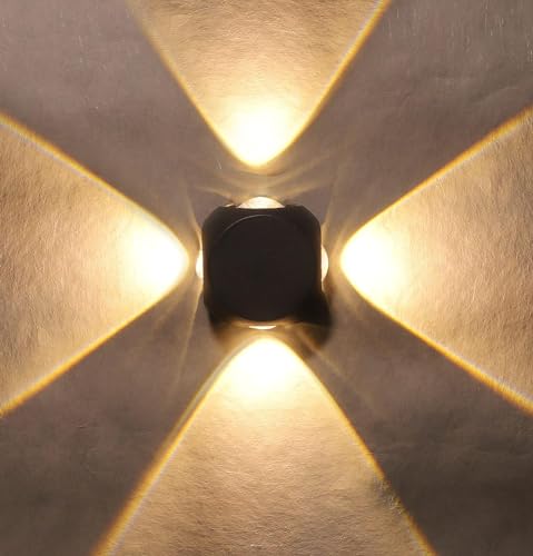 Image of blissbells Modern 4W LED Wall Light with Up & Down Light Effect | Black Aluminum Decorative Wall Lamp for Living Room, Bedroom, Hall & Staircase (4 Way Warm)