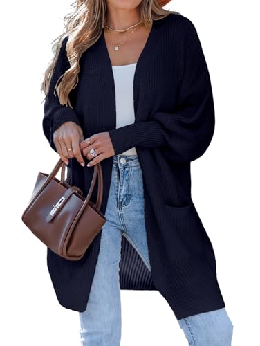 DancingYarns Womens Oversized Open Front Pocket Long Sleeve Cardigan Fall